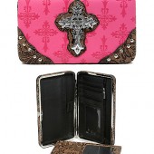 Flat Wallets - Monogram w/ Cross Charm - Fuchsia